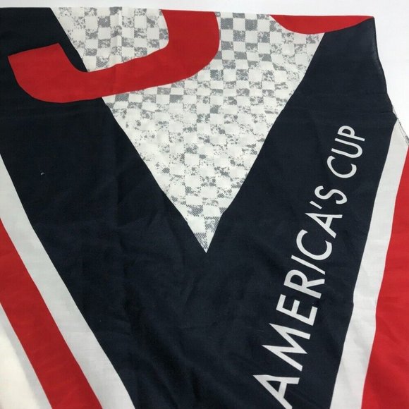 LOUIS VUITTON Damier Azur Logo LVCUP America fringe Stole/Shawl - Picture 4 of 14